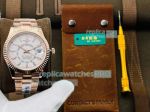 DR Factory Replica Rolex Sky Dweller Arabic Numerals Rose Gold Watch White Dial 42mm